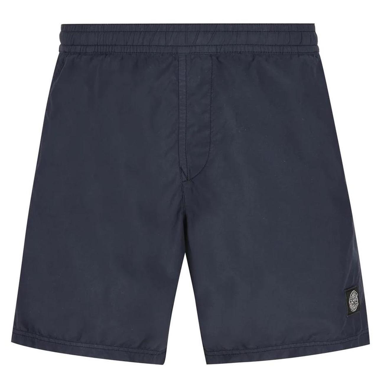 Stone Island SS26 Navy Blue Brushed Nylon Mid-Length Swim Shorts
