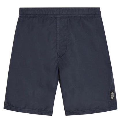 Stone Island SS26 Navy Blue Brushed Nylon Mid-Length Swim Shorts