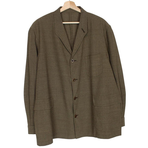 Burberry khaki brown blazer jacket with classic check lining and logo detail.