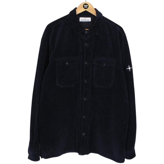 Stone Island AW 2021 Black Long Sleeve Jumbo Corduroy Shirt
