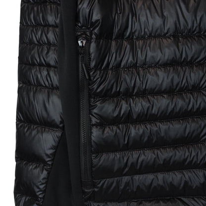 Canada Goose black down jacket with full zip and logo patch on sleeve.