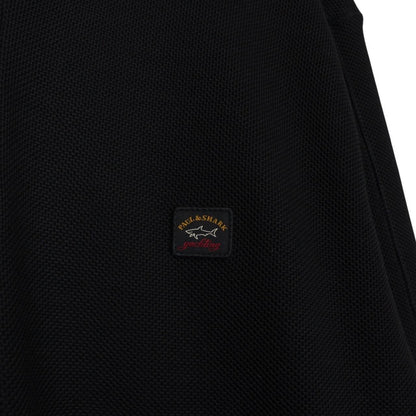 Paul & Shark black hoodie with logo patch, full zip, made of cotton.