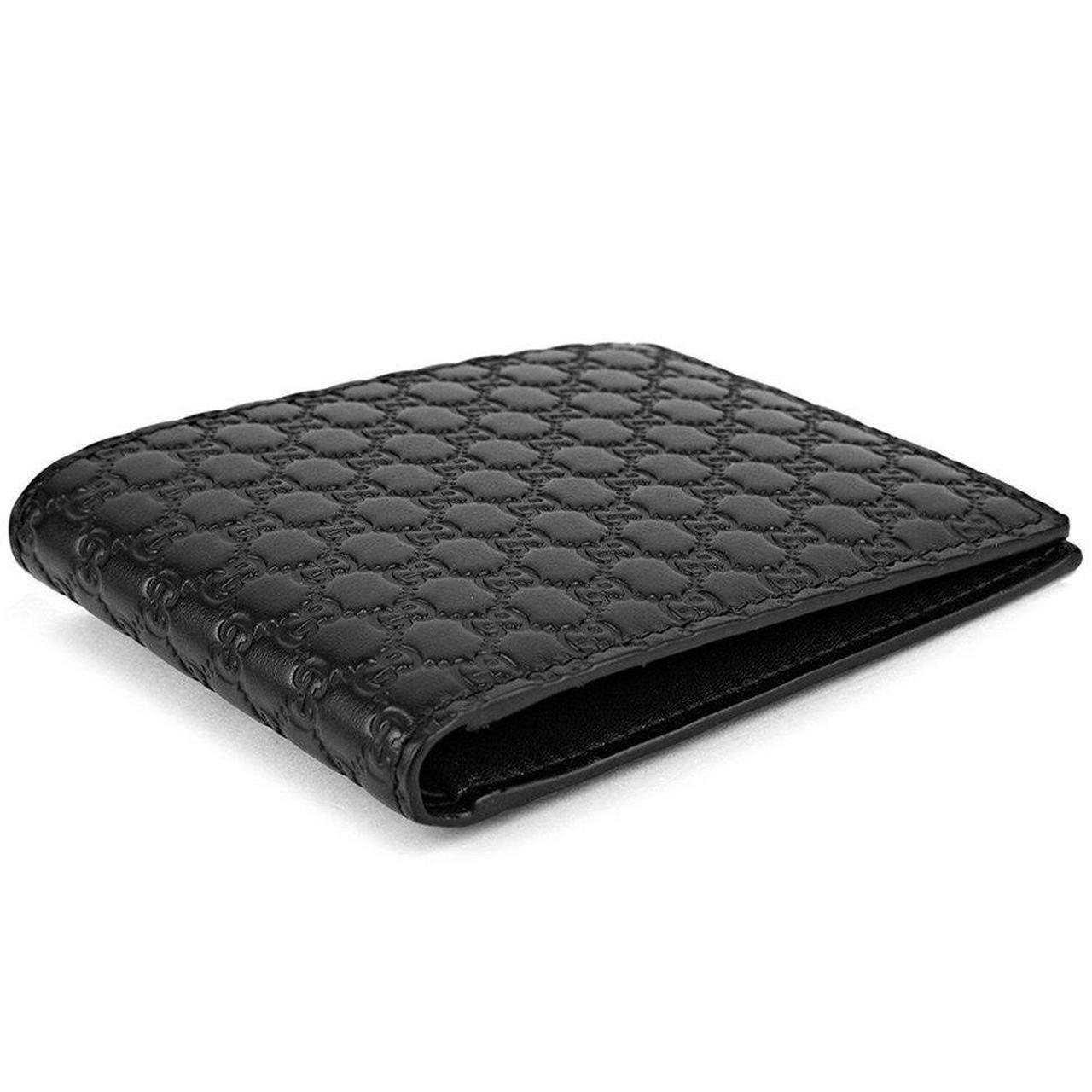 Gucci Black Leather Microguccisima Monogram Wallet