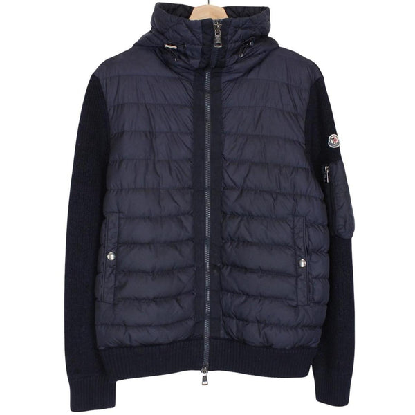 Moncler Navy Blue Full Zip Down Maglione Tricot Cardigan Jacket
