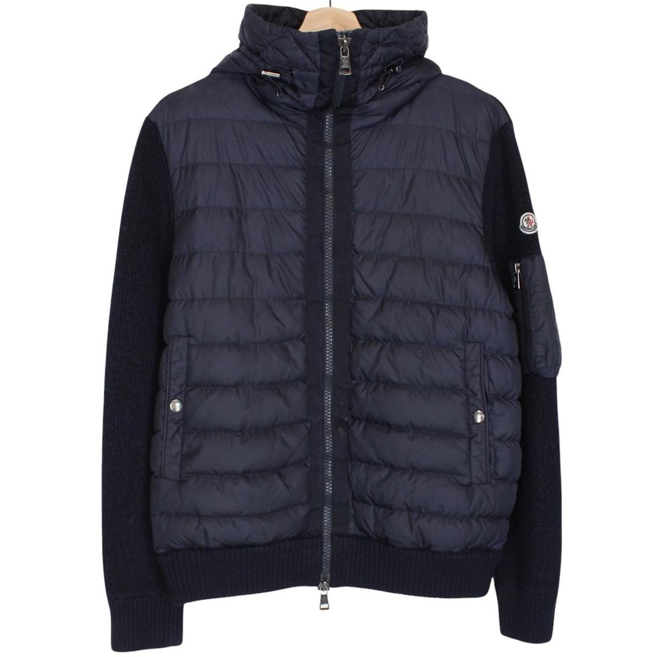 Moncler Navy Blue Full Zip Down Maglione Tricot Cardigan Jacket
