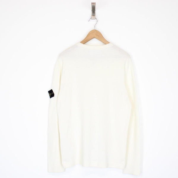 Stone Island SS 2022 Cream Cotton Knit Long Sleeve T-Shirt
