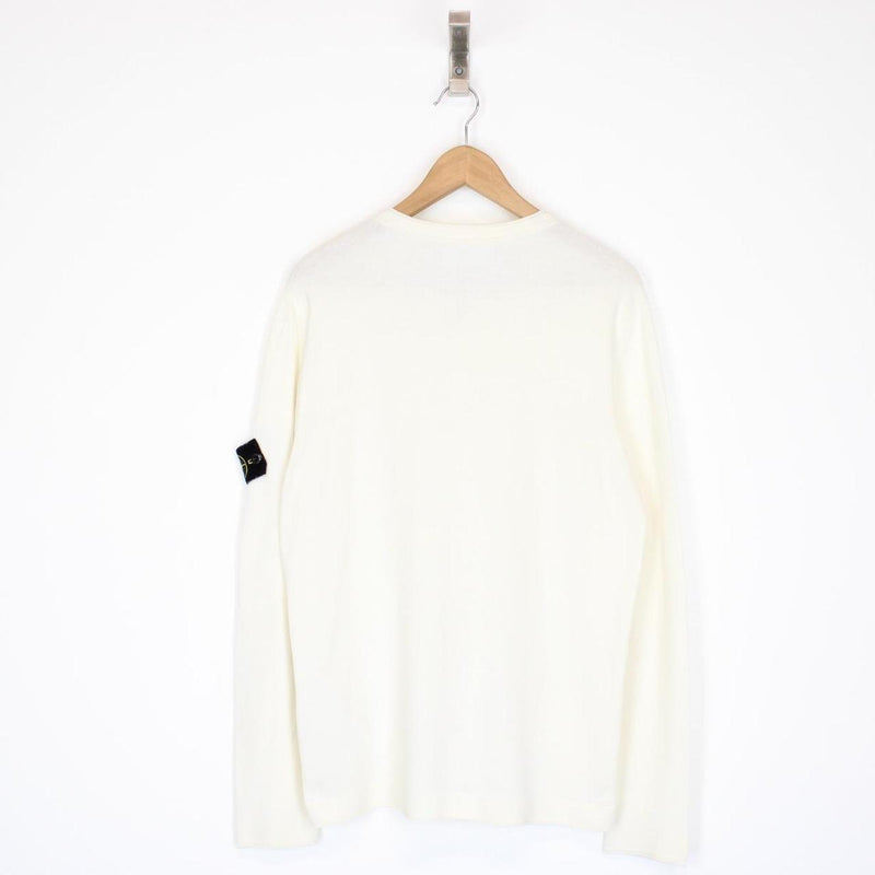 Stone Island SS 2022 Cream Cotton Knit Long Sleeve T-Shirt