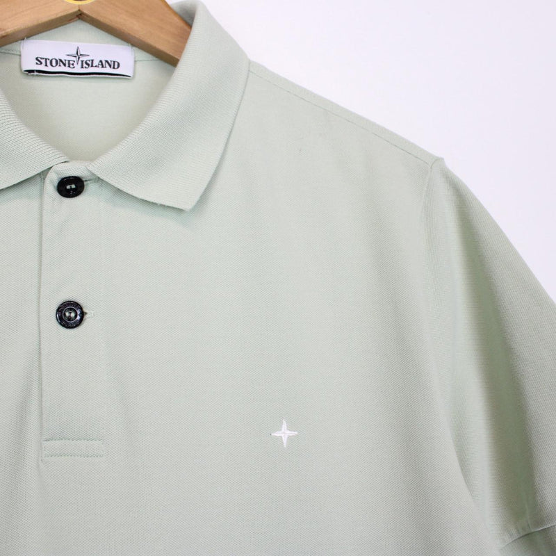 Stone Island Pale Green Short Sleeve Compass Cotton Polo Shirt