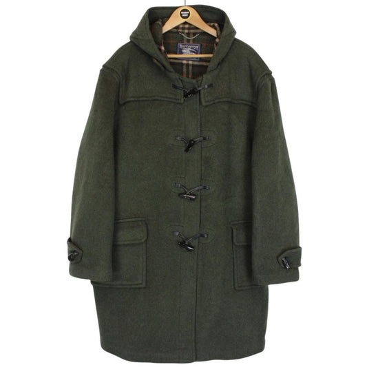 Vintage 90s Burberry Green Nova Check Wool Duffle Coat