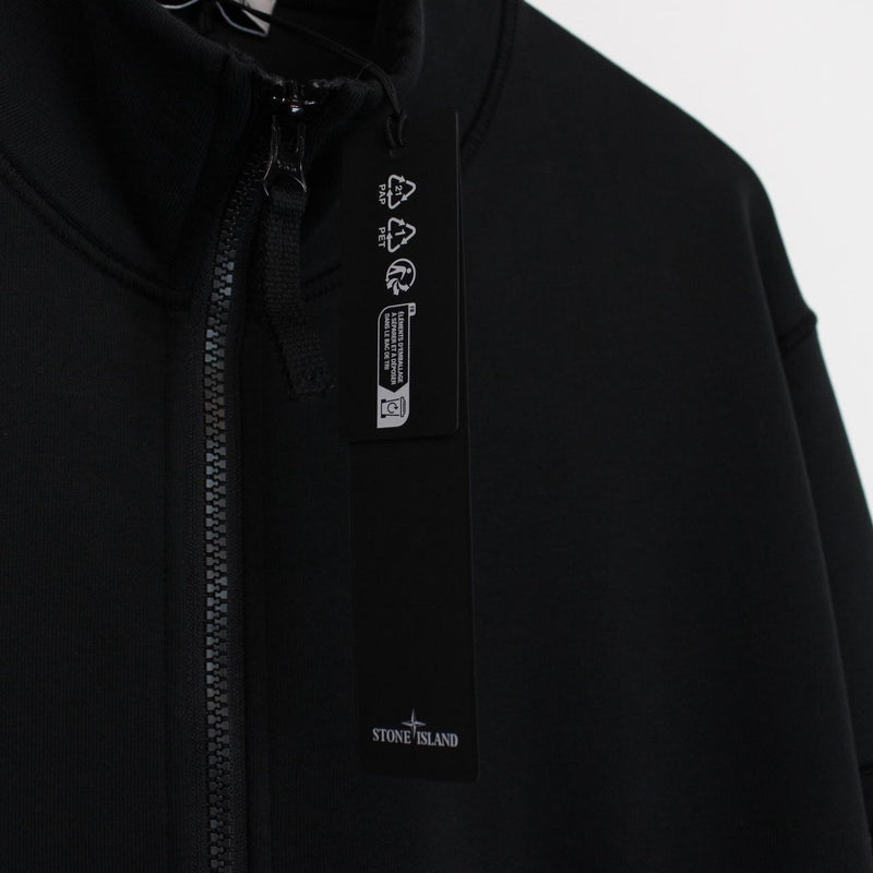 Stone Island AW 2024 Black Full Zip Organic Cotton Sweatshirt Jumper