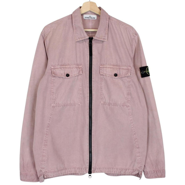 Stone Island AW 2018 Pink Full Zip Cotton Overshirt Jacket