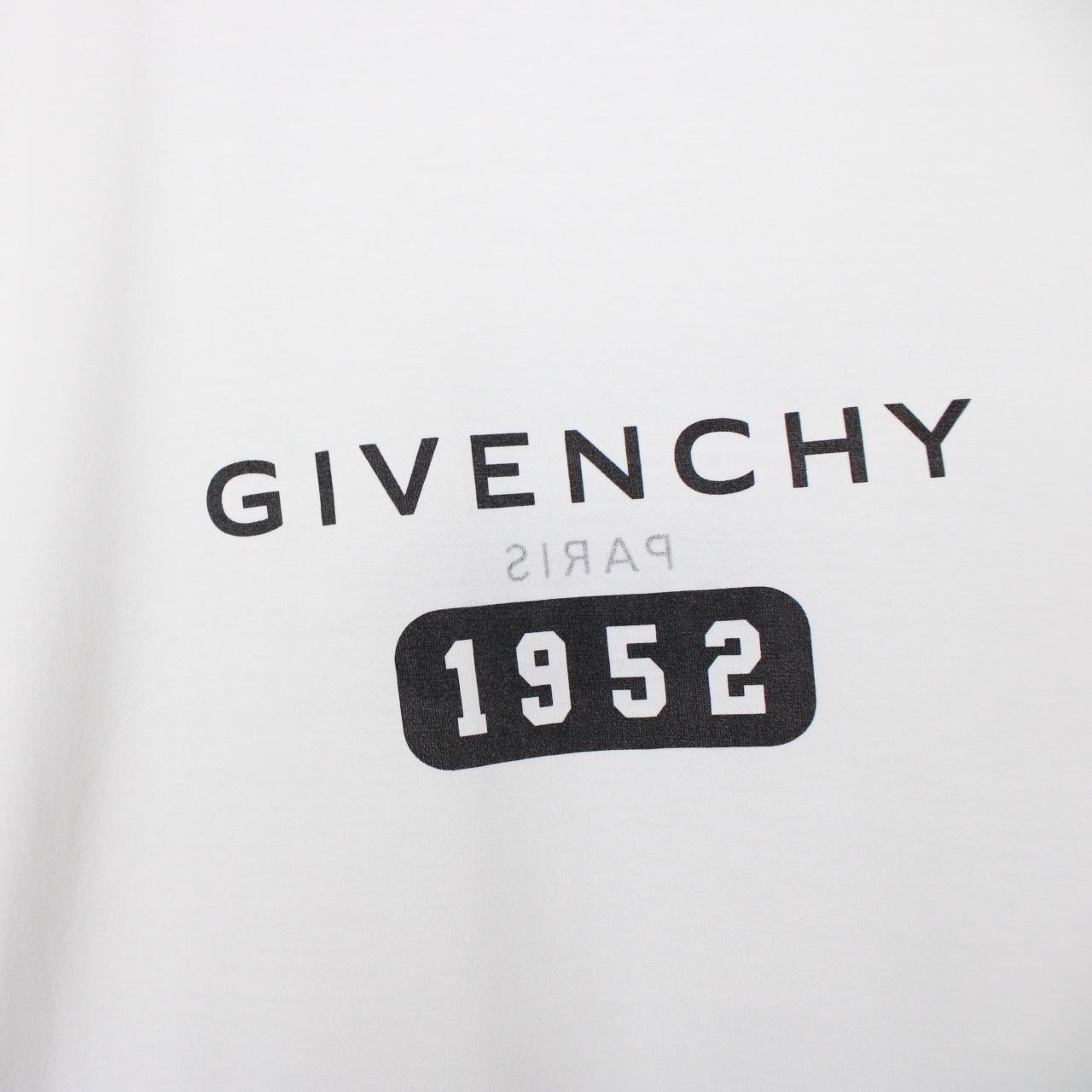 Givenchy Paris White and Black Logo Print Short Sleeve Cotton T-Shirt