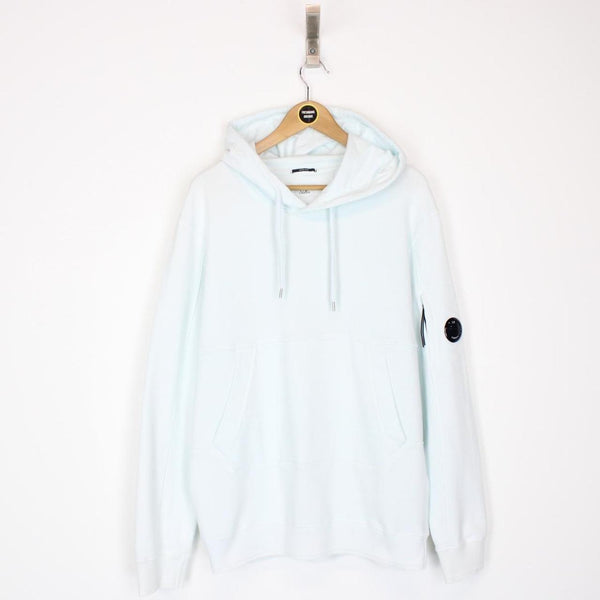 CP Company Resist Dyed Light Blue Cotton Lens Hoodie Jumper