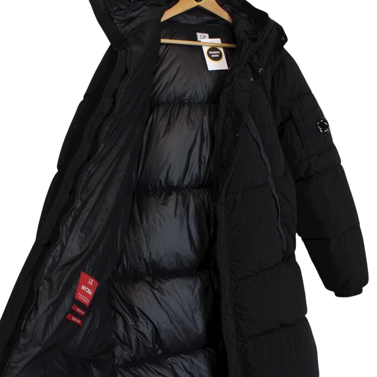 CP Company Black Nycra-R Full Zip Lens Down Hooded Puffer Coat