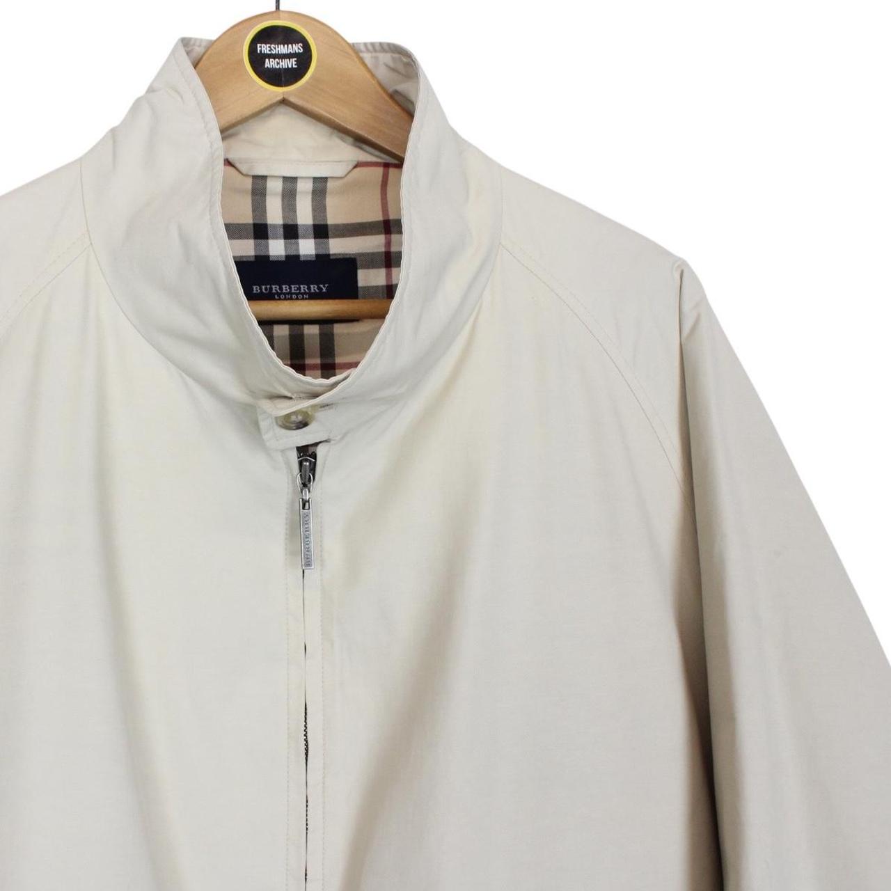 Vintage Burberry London Beige Nova Check Lined Nylon Harrington Jacket