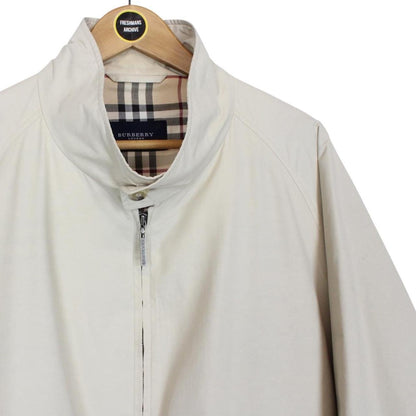 Vintage Burberry London Beige Nova Check Lined Nylon Harrington Jacket