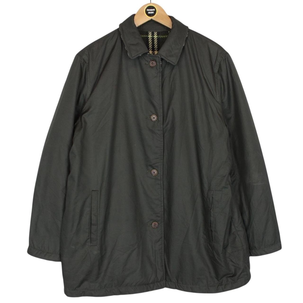Burberry London Green Nova Check Wool and Polyester Reversible Jacket