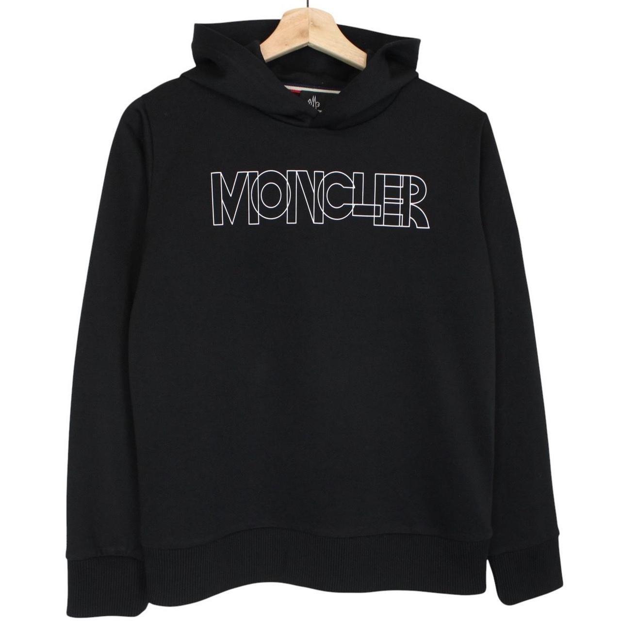Moncler Grenoble Black and White Logo Print Hoodie Jumper