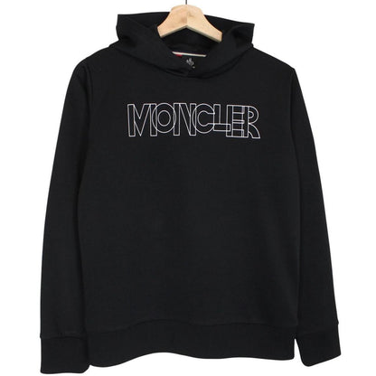 Moncler Grenoble Black and White Logo Print Hoodie Jumper