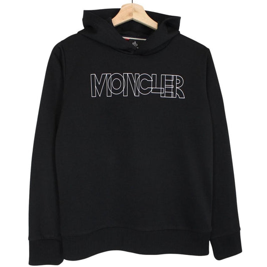 Moncler Grenoble Black and White Logo Print Hoodie Jumper