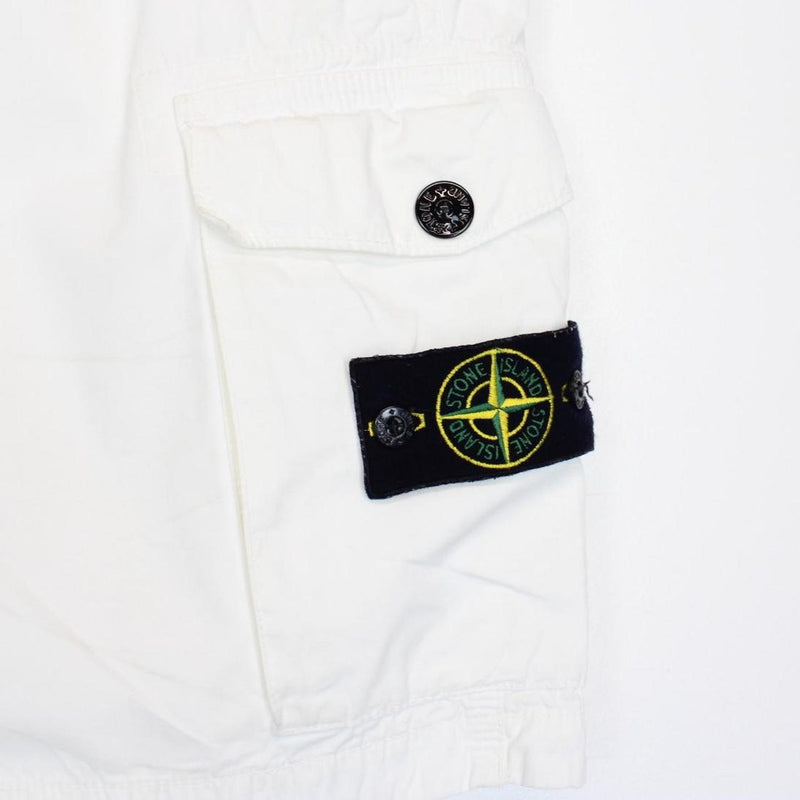 Stone Island SS 2017 White Bermuda Cotton Cargo Shorts