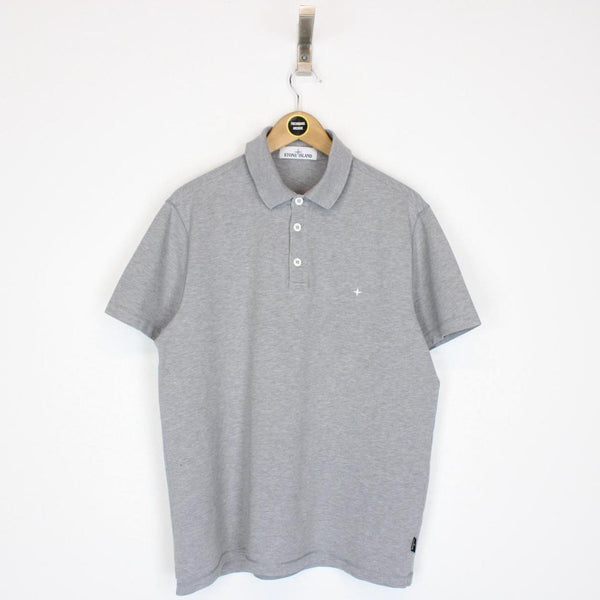 Stone Island Grey Short Sleeve Compass Cotton Polo Shirt