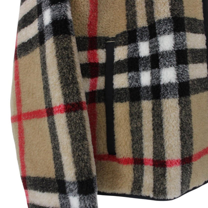 Burberry Tan Brown Nova Check Norton Wool Mix Fleece Jacket