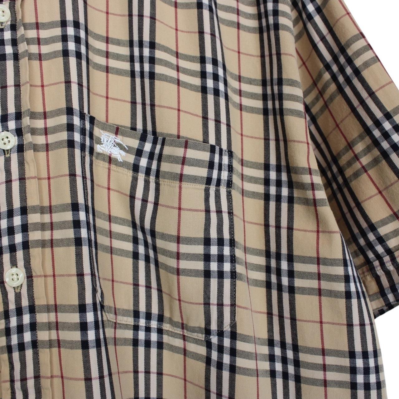 Vintage Burberry London Beige Nova Check Short Sleeve Cotton Shirt