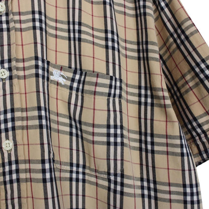 Vintage Burberry London Beige Nova Check Short Sleeve Cotton Shirt
