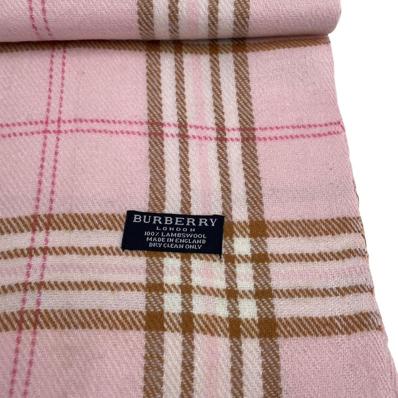Vintage 90s Burberry Pink Nova Check Lambswool Scarf