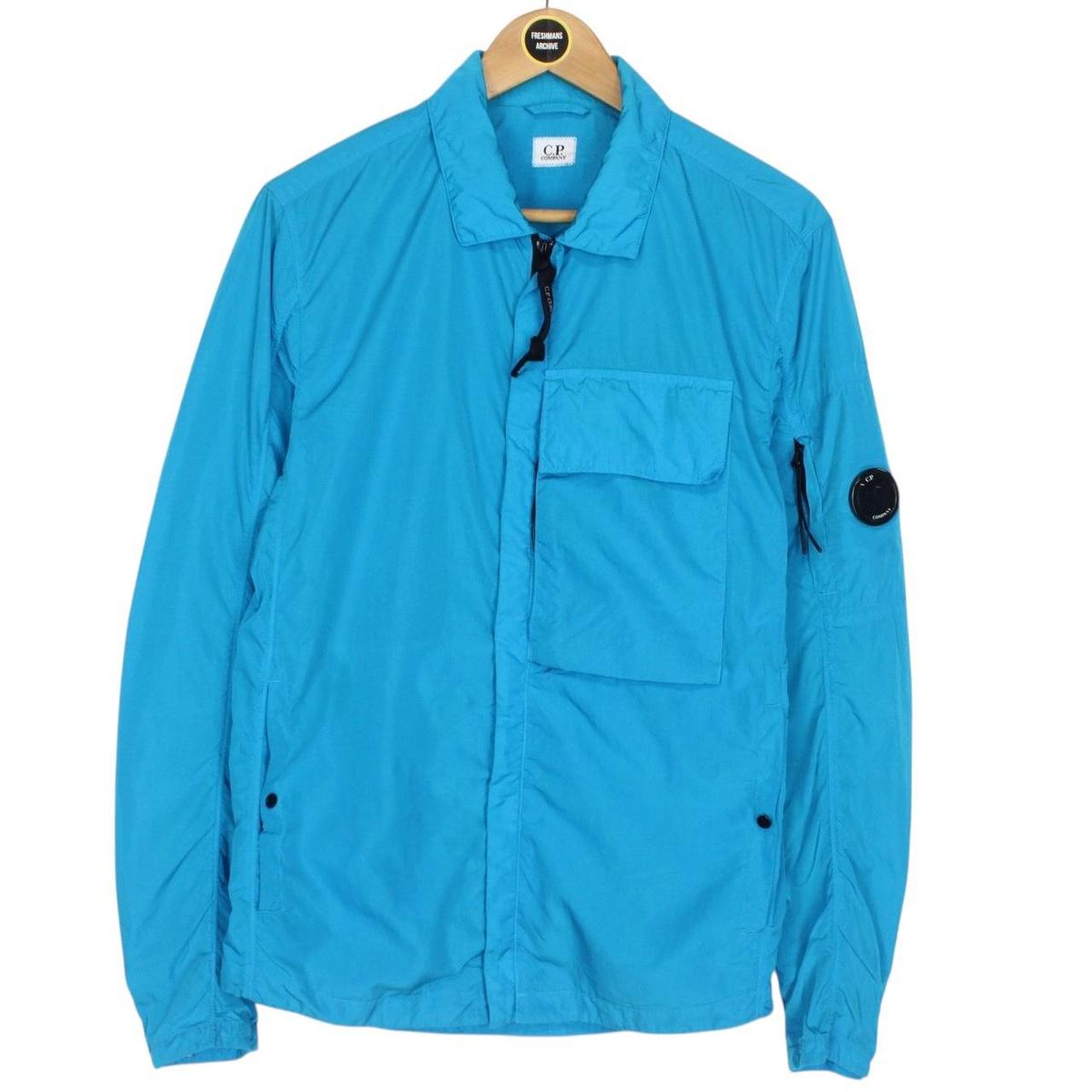 CP Company Blue Full Zip Chrome Nylon Garment Dyed Lens Jacket