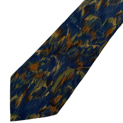 Ermenegildo Zegna multicoloured silk tie with abstract print design and smooth texture.