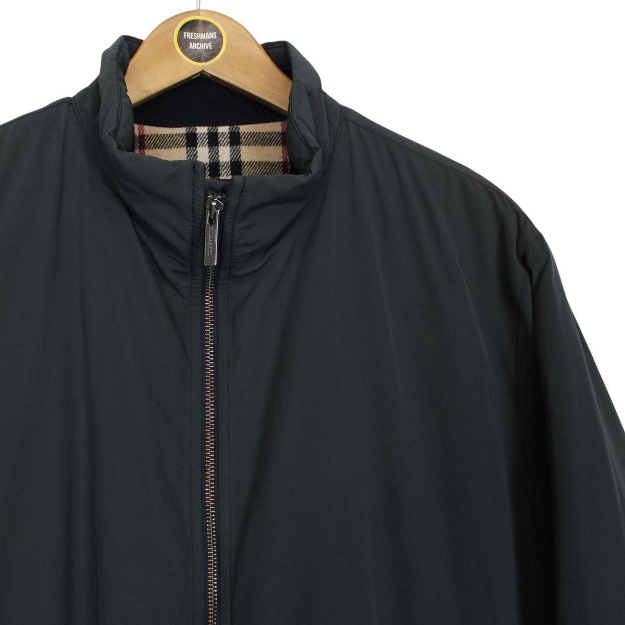 Vintage Burberry London Navy Blue Wool Nova Check Lined Nylon Blend Jacket