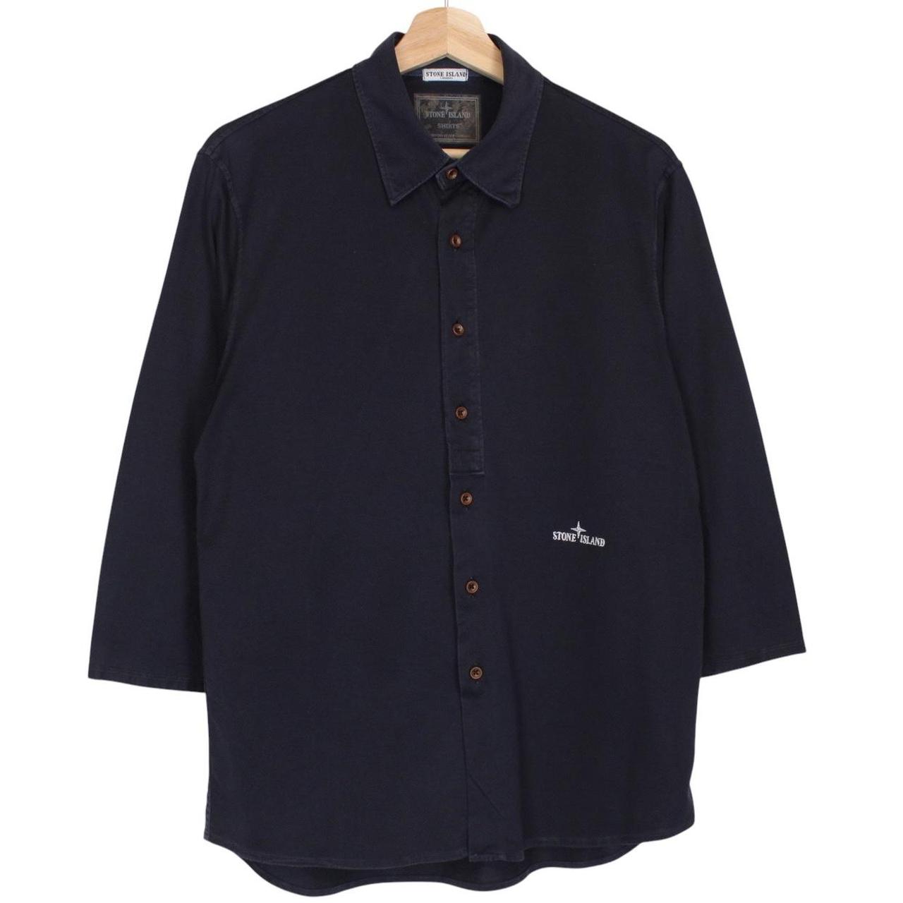 Vintage Stone Island SS 2008 Navy Blue 3/4 Sleeve Cotton Shirt