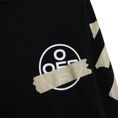 Off White Black and Beige Tape Arrows Long Sleeve Cotton T-Shirt