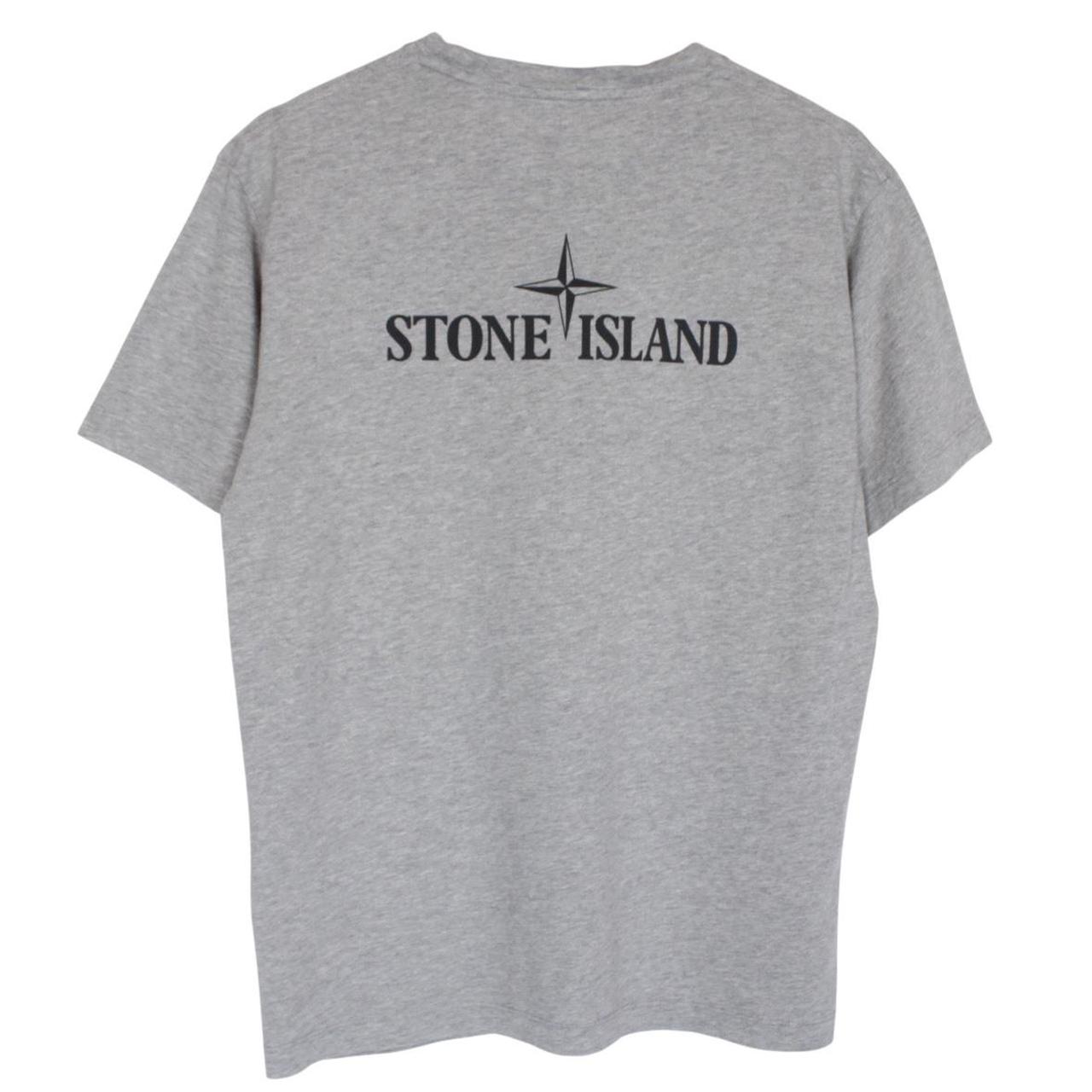 Stone Island grey short sleeve cotton t-shirt with logo patch on chest.