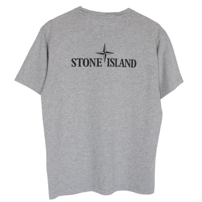 Stone Island grey short sleeve cotton t-shirt with logo patch on chest.
