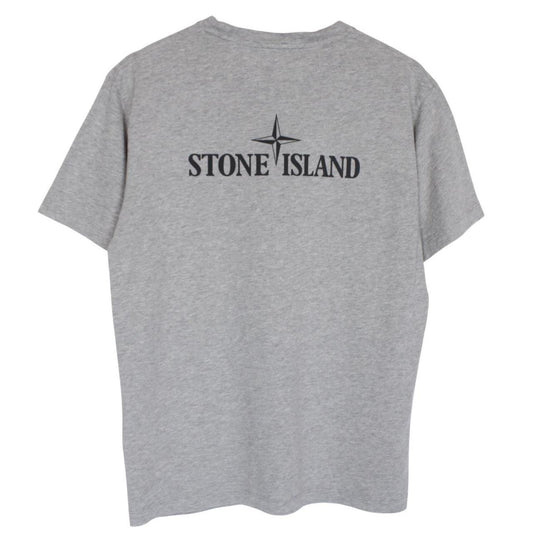 Stone Island grey short sleeve cotton t-shirt with logo patch on chest.