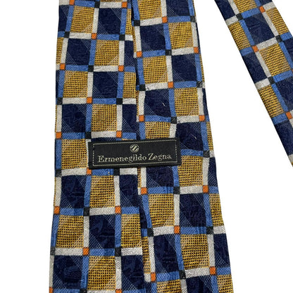 Ermenegildo Zegna cream silk tie with multicoloured abstract print design.