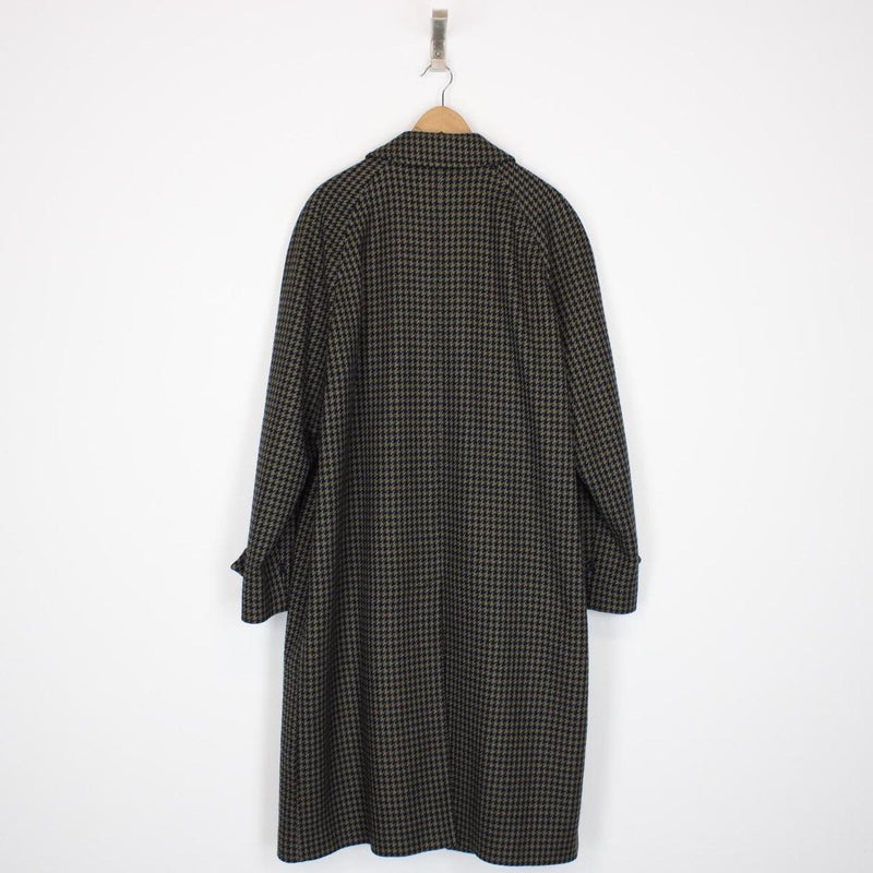 Vintage 90s Burberry Navy Blue and Khaki Wool Overcoat