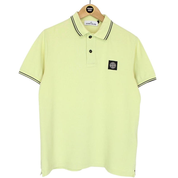 Stone Island Lime Green Short Sleeve Compass Cotton Polo Shirt
