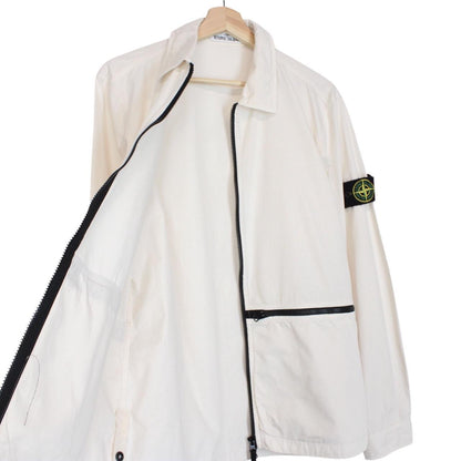 Stone Island SS 2019 Cream Full Zip Ripstop Cotton Overshirt Jacket