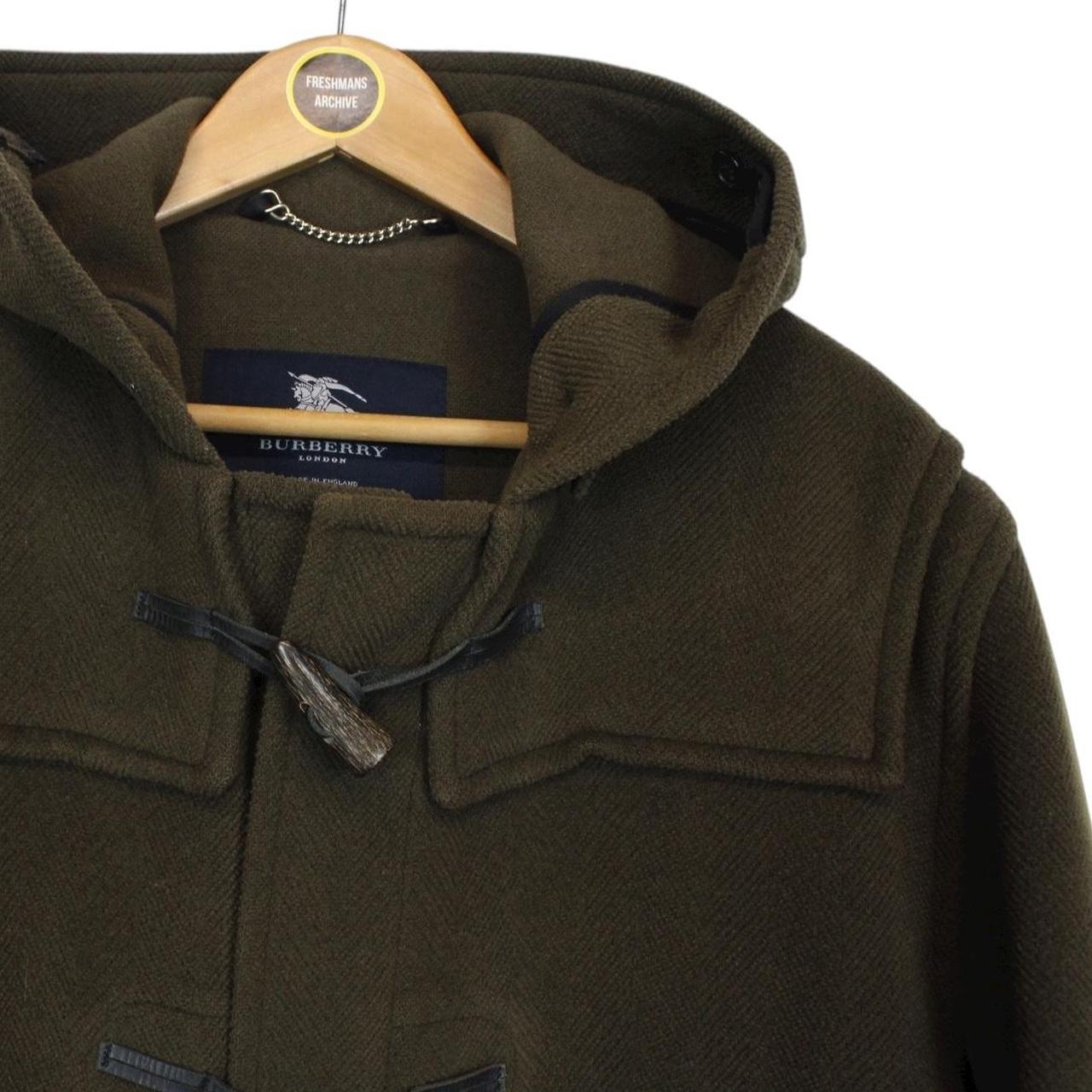 Vintage Burberry London Khaki Green Wool Duffle Coat