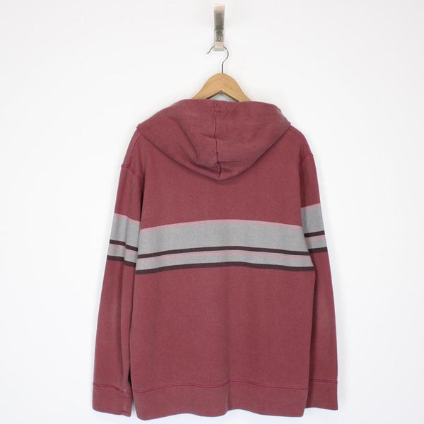 CP Company Burgundy Cotton Logo Stripe Hoodie Jumper