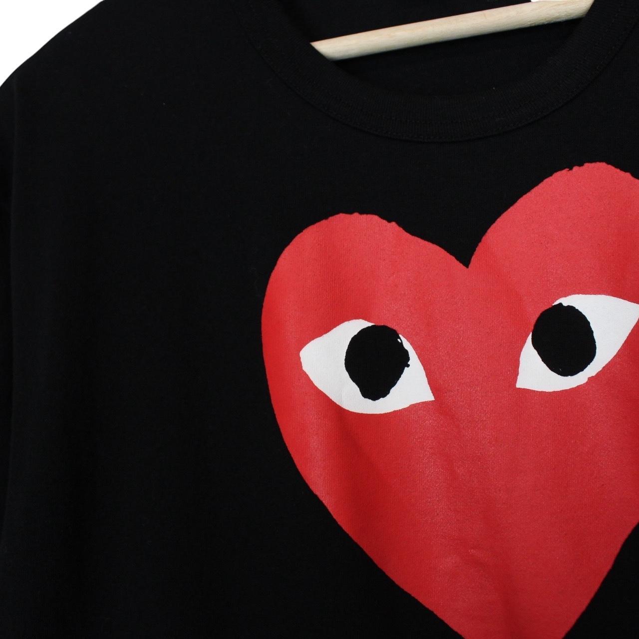 Comme des Garcons PLAY Black and Red Heart Print Short Sleeve T-Shirt