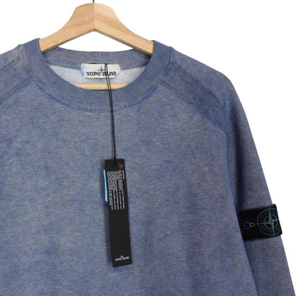 Stone Island AW 2020 Blue Dust Treatment Crew Neck Sweatshirt Jumper