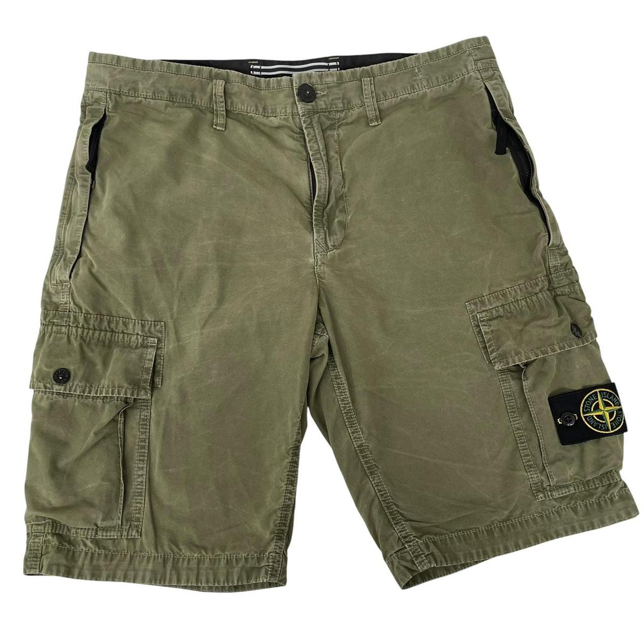 Stone Island SS 2022 Green Bermuda Cotton Cargo Shorts
