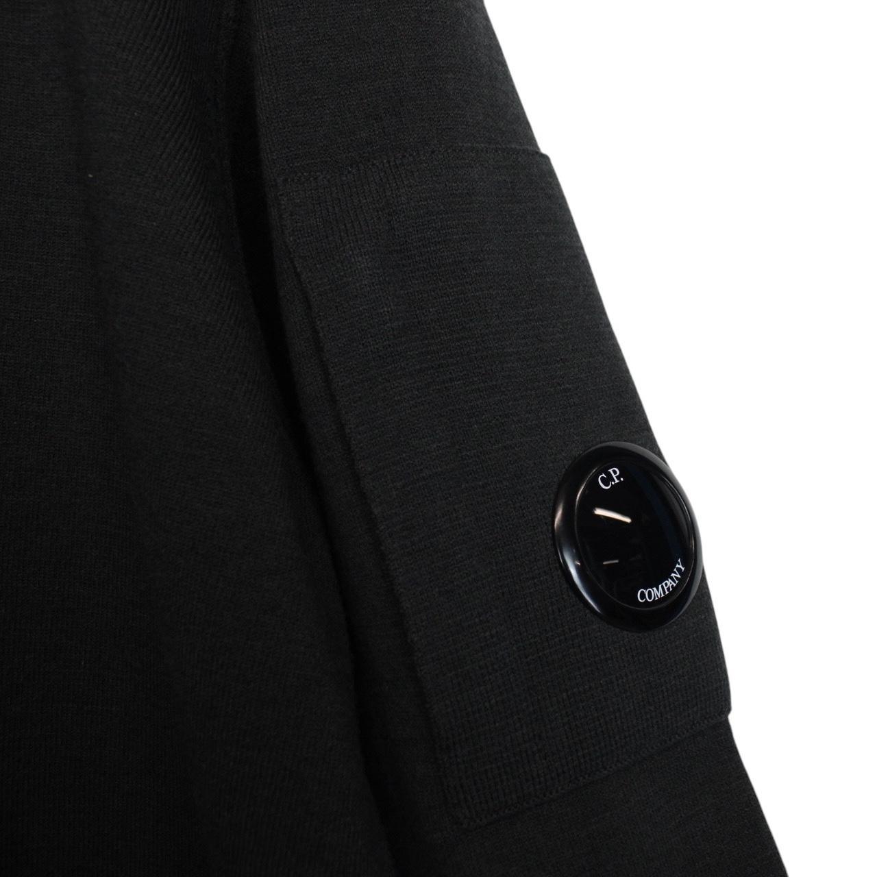 CP Company Dark Grey Virgin Wool Blend Knit Lens Turtle Neck Jumper