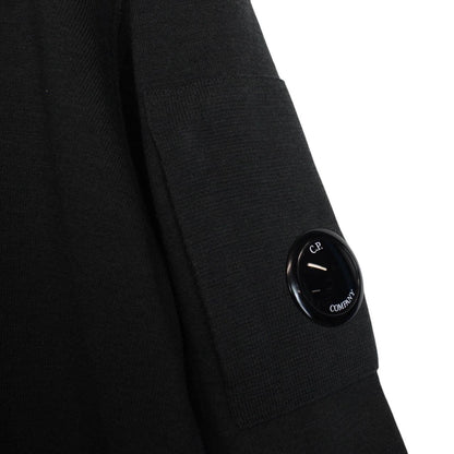 CP Company Dark Grey Virgin Wool Blend Knit Lens Turtle Neck Jumper