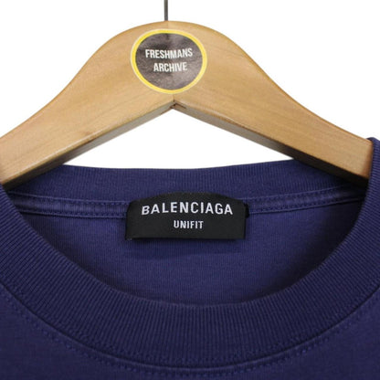Balenciaga Blue Recycle Logo Print Short Sleeve Cotton T-Shirt